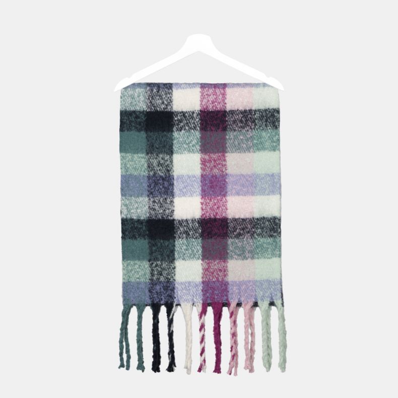 National Trust Green, Blue and Pink Brushed Check Scarf