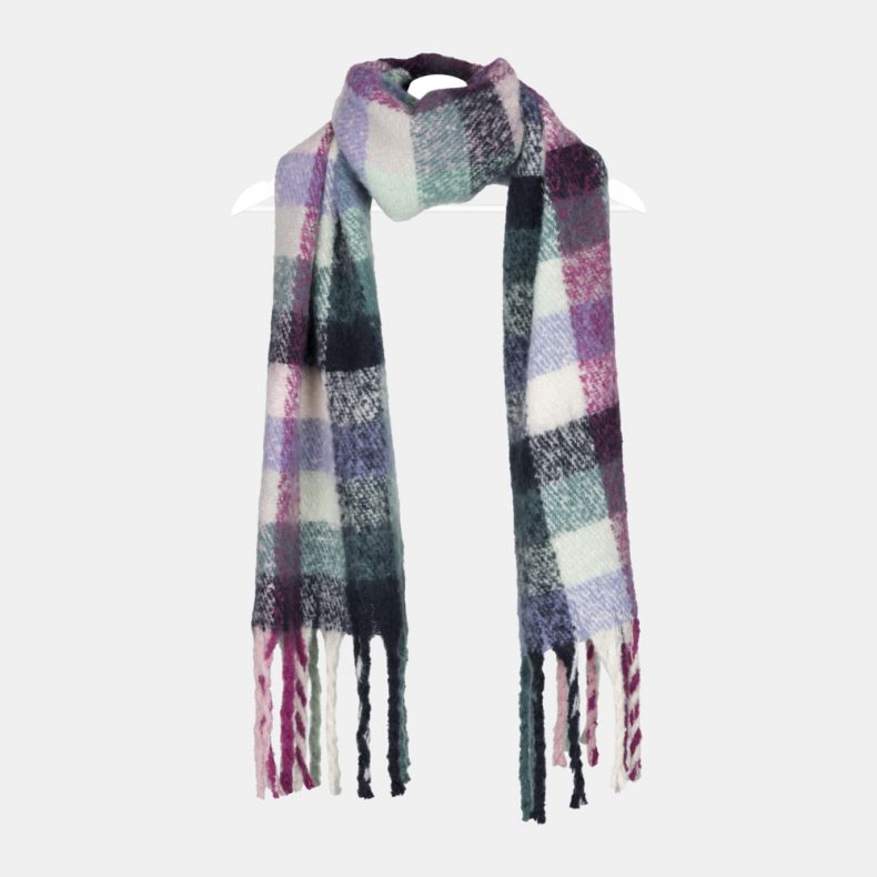 National Trust Green, Blue and Pink Brushed Check Scarf