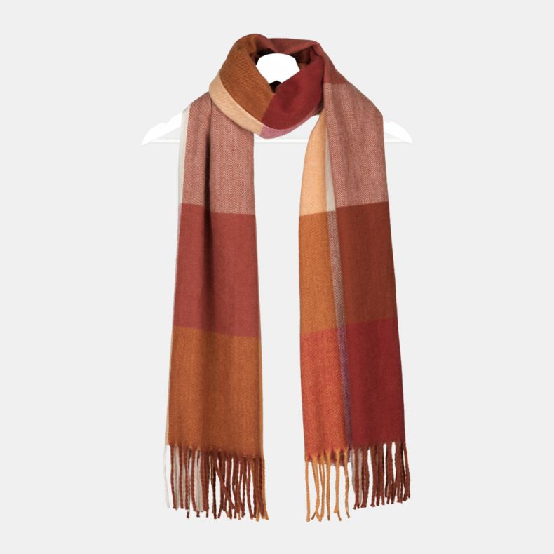 National Trust Burnt Orange Woven Check Scarf