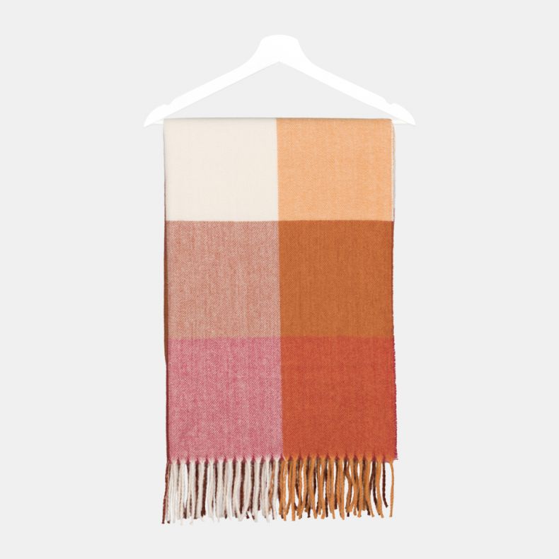 National Trust Burnt Orange Woven Check Scarf