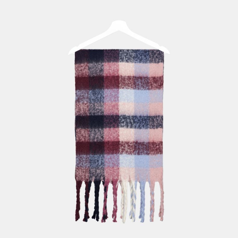 National Trust Navy and Burgandy Brushed Check Scarf