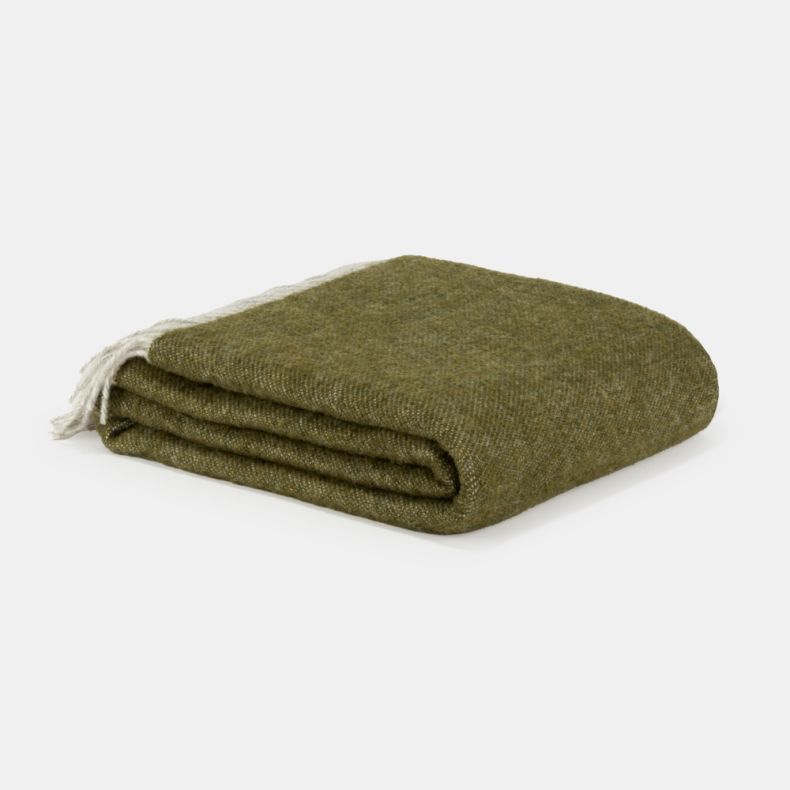 National Trust Reversible Throw, Olive and Grey