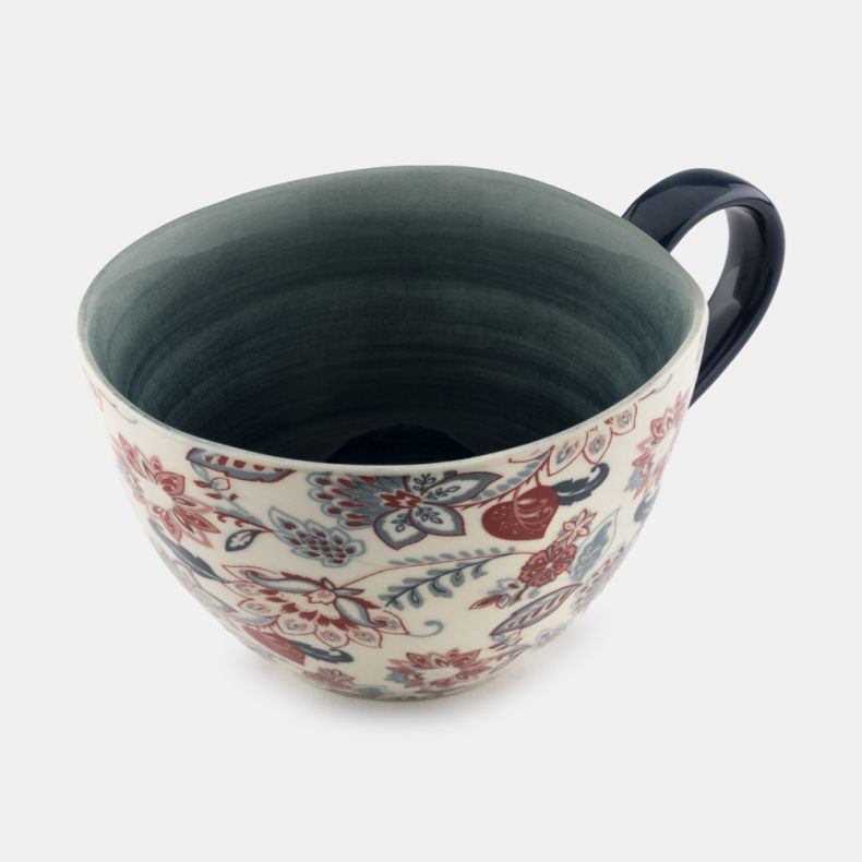 Trailing Floral Mug, Blue