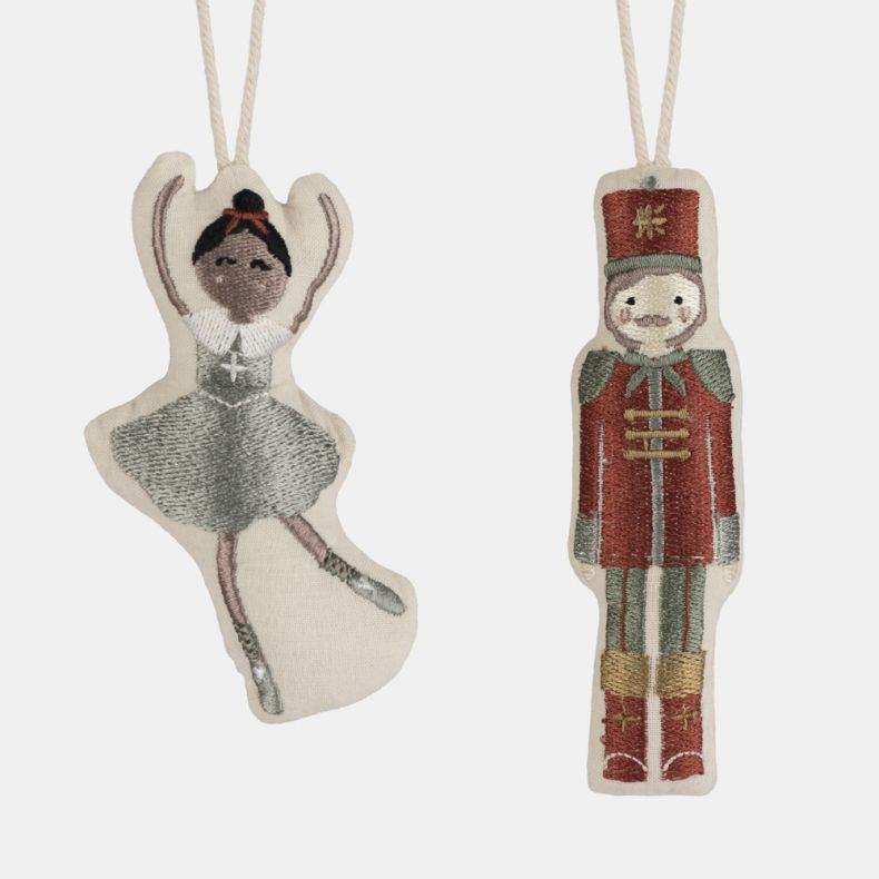 Organic Cotton Nutcracker & Ballerina Decoration Set