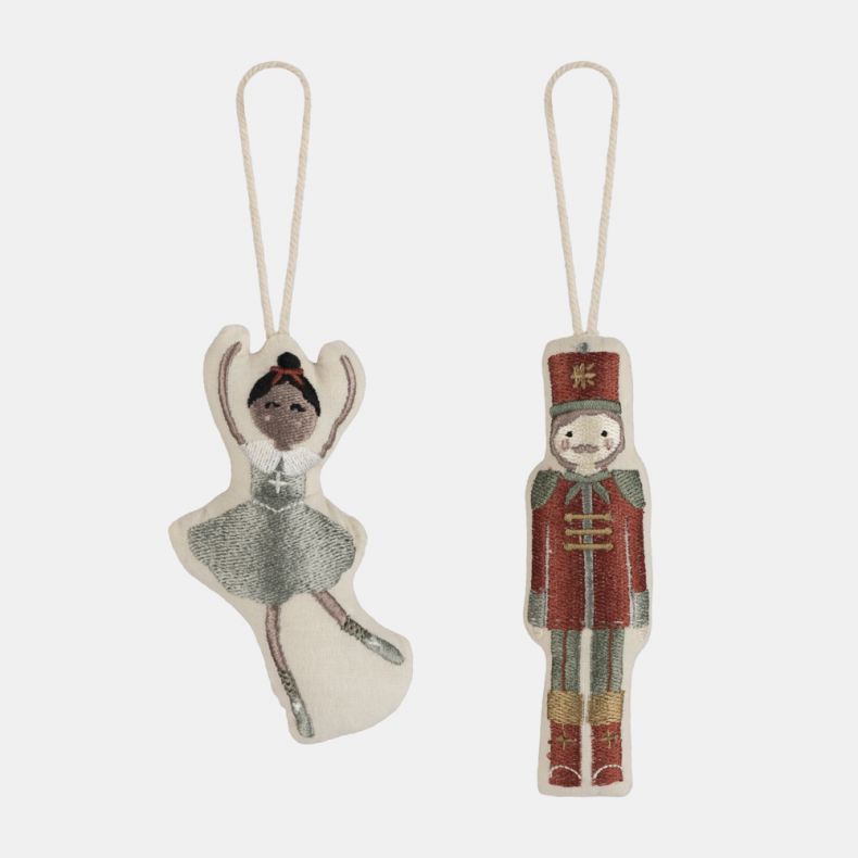 Organic Cotton Nutcracker & Ballerina Decoration Set