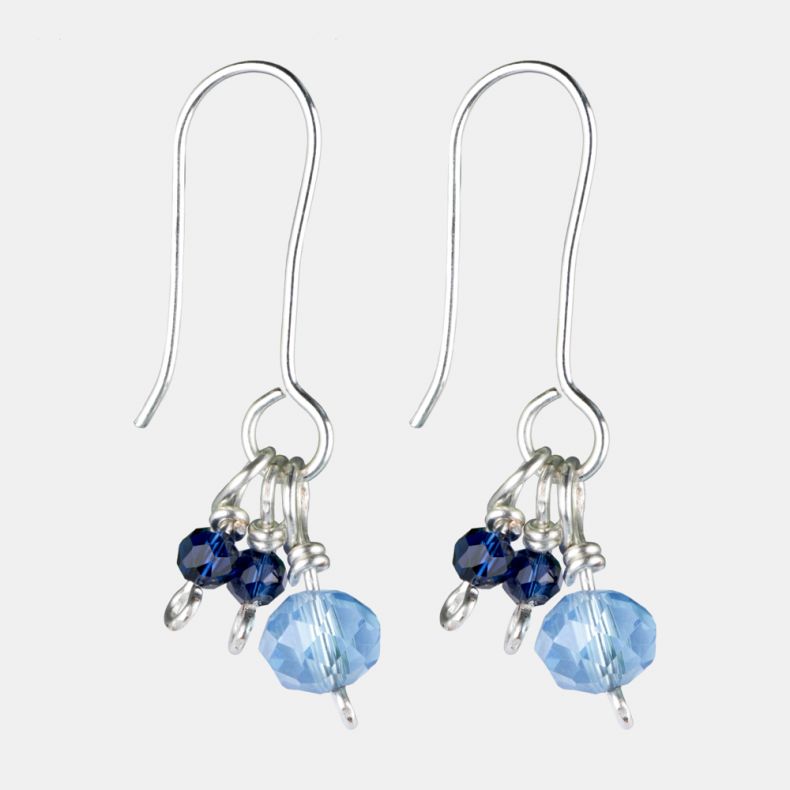 Just Trade Silver Plated Blue Bead Earrings