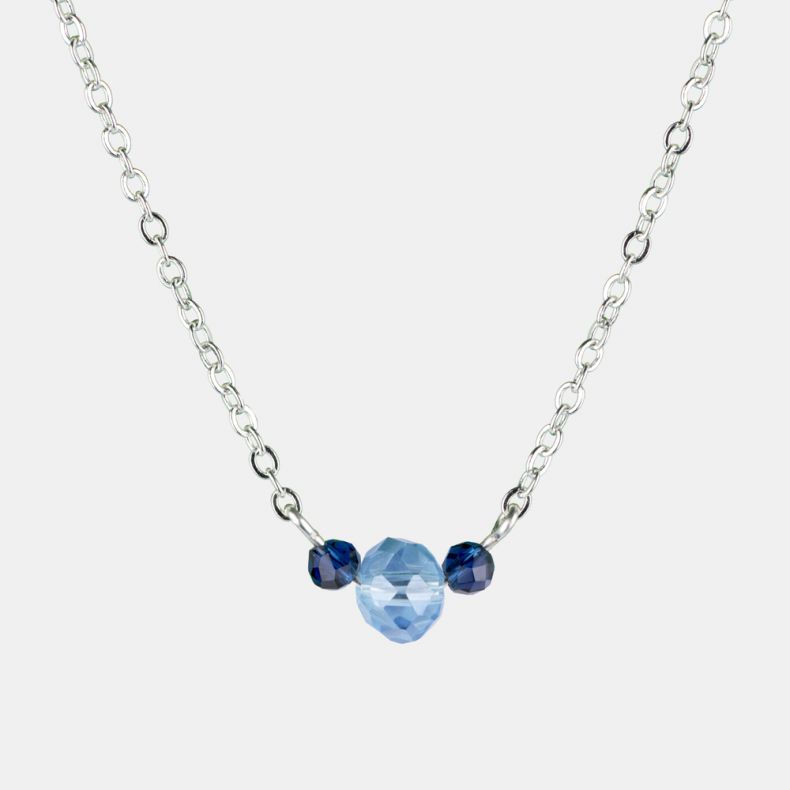 Just Trade Silver Plated Blue Bead Necklace
