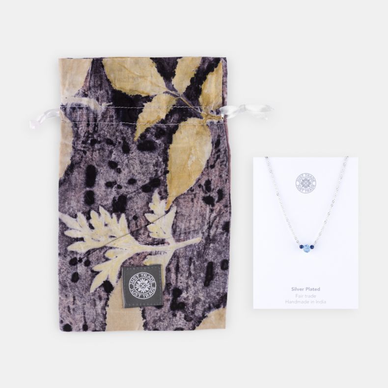 Just Trade Silver Plated Blue Bead Necklace