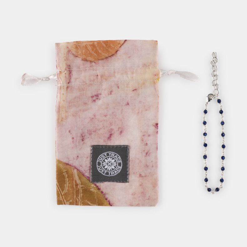 Just Trade Silver Plated Blue Bead Bracelet