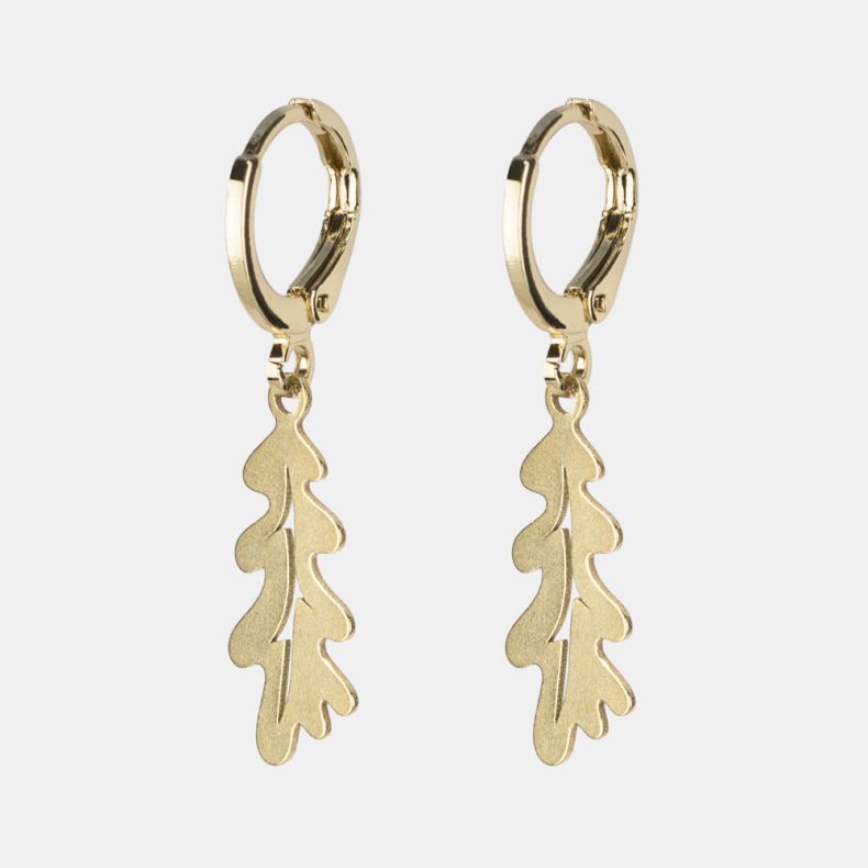 Copper Bee Oak Leaf Brass Earrings