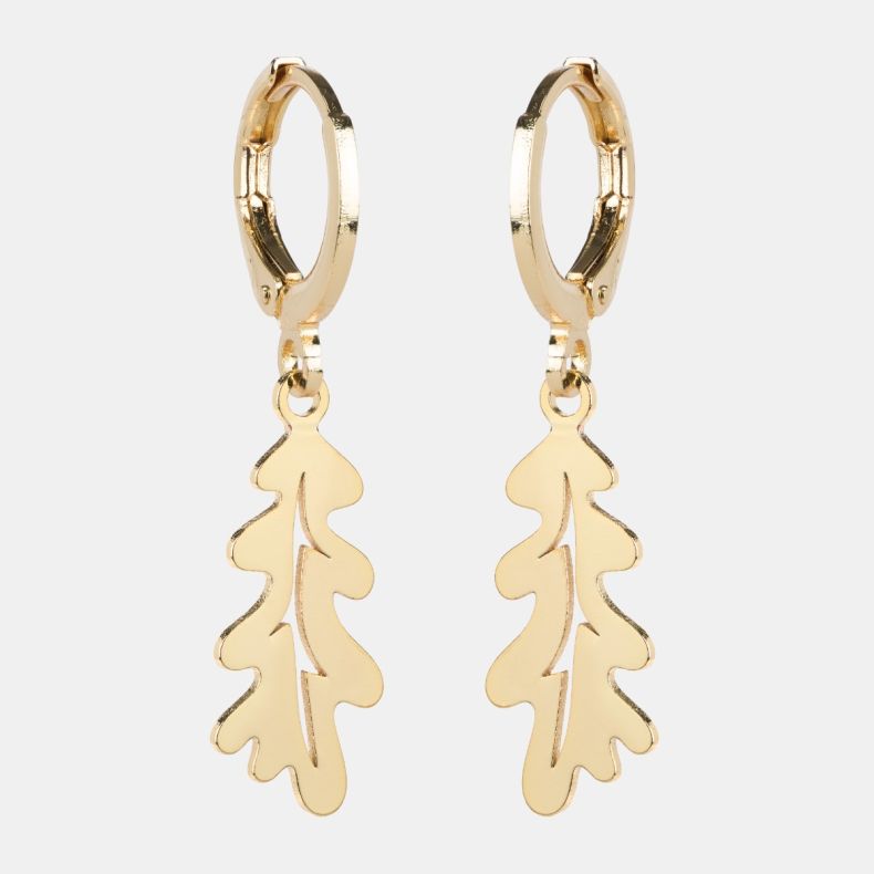 Copper Bee Gold Plated Oak Leaf Earrings