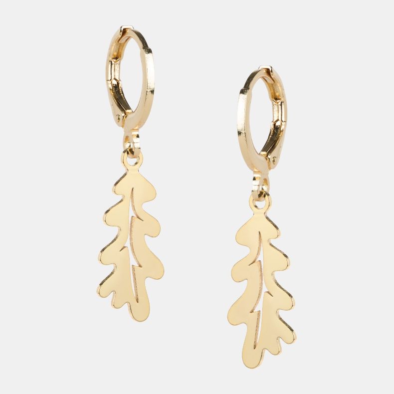 Copper Bee Gold Plated Oak Leaf Earrings