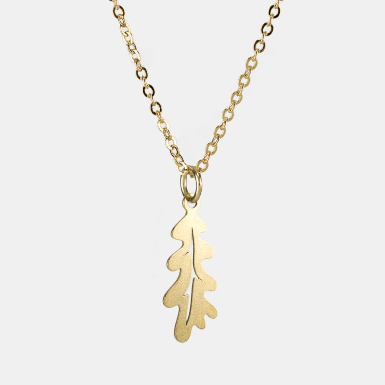 Copper Bee Oak Leaf Brass Necklace