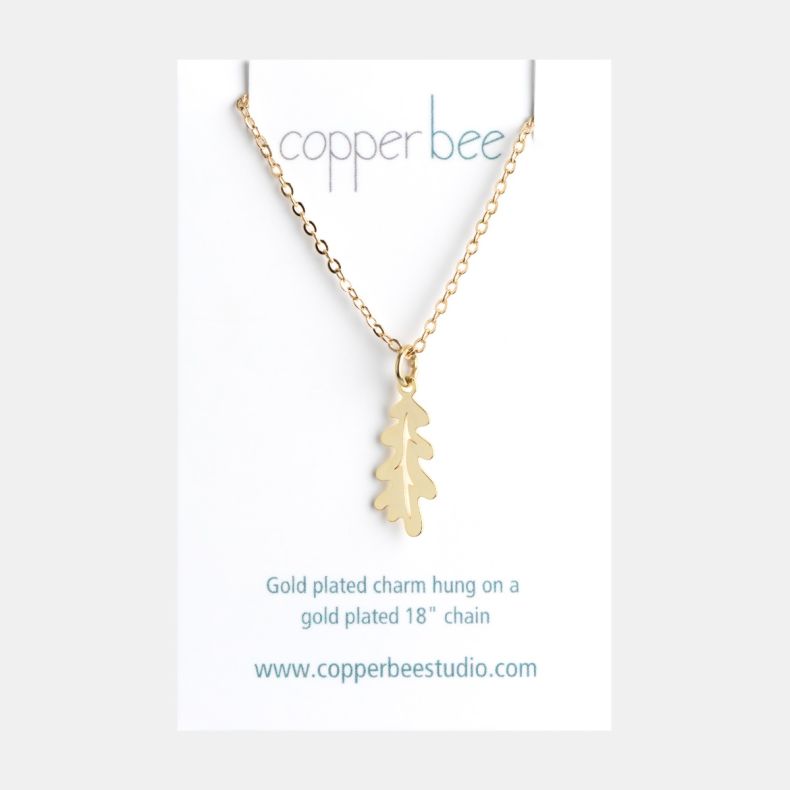 Copper Bee Gold Plated Oak Leaf Necklace