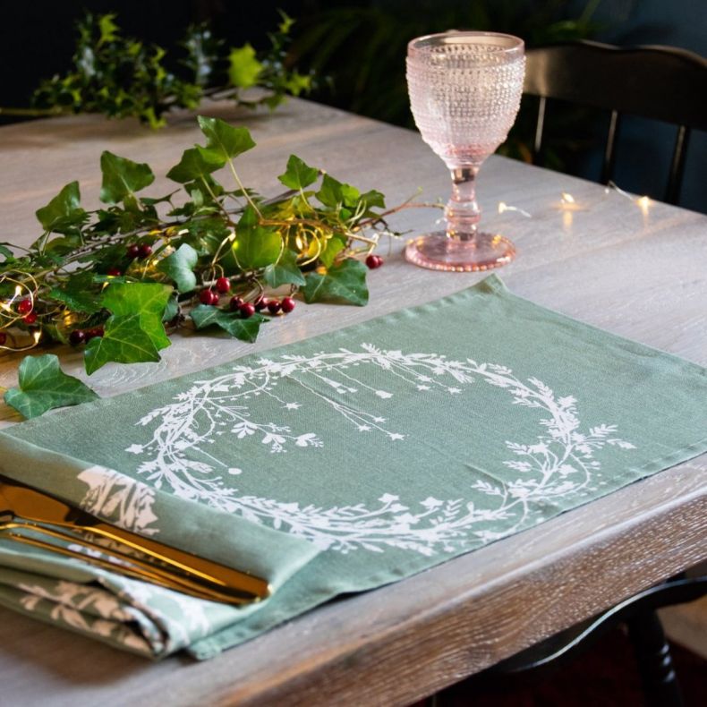 Pure Linen Set of 2 Placemats, Sage Green