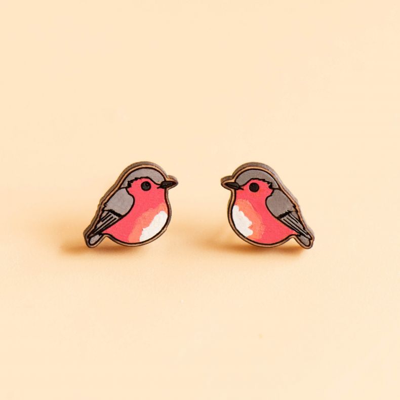 Robin Valley Hand-Painted Robin Earrings