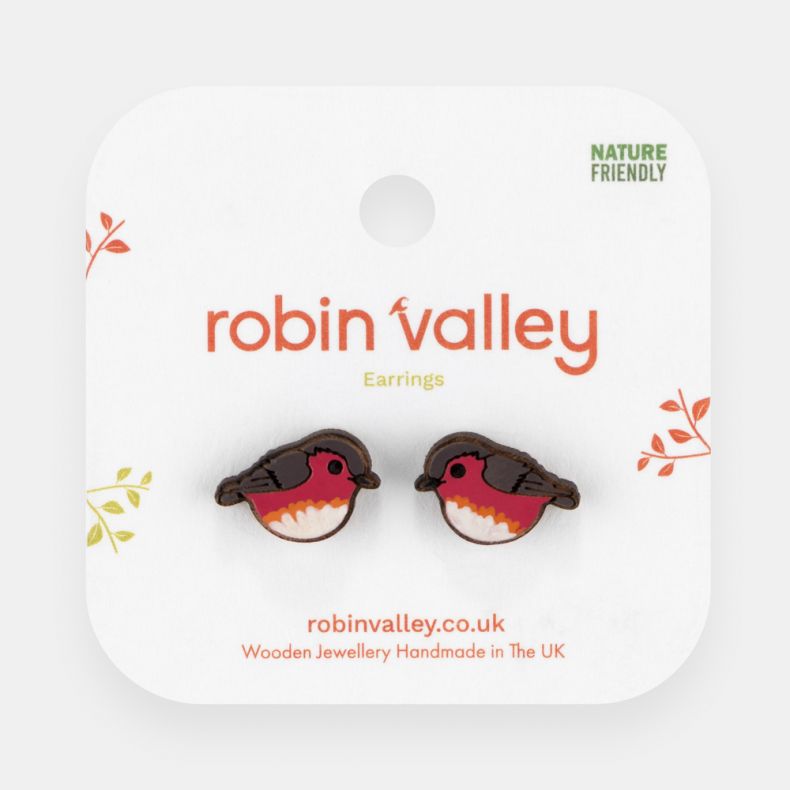 Robin Valley Hand-Painted Robin Earrings