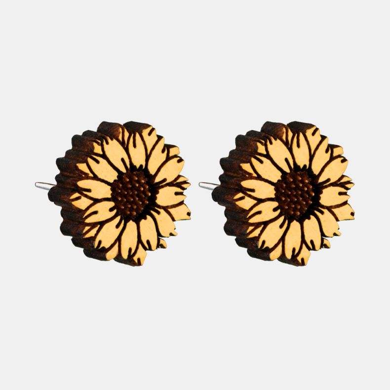 Robbin Valley Hand-Painted Sunflower Stud Earrings