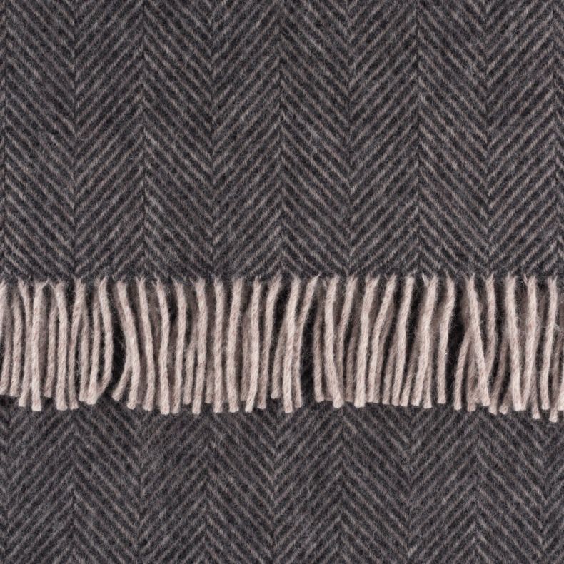 National Trust Herringbone Wool Throw, Charcoal