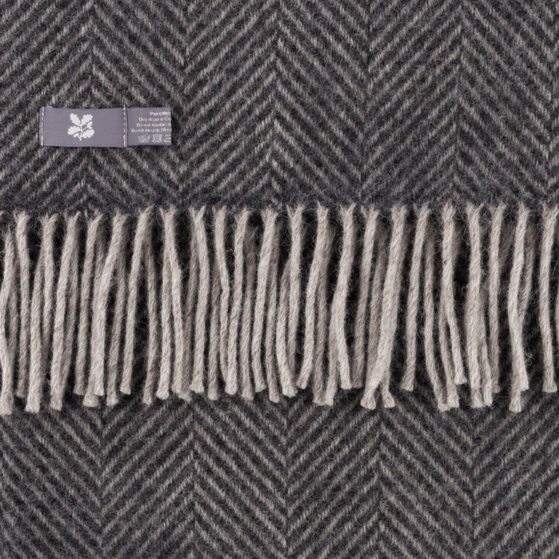 National Trust Herringbone Throw, Charcoal