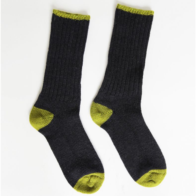 Rooska Croft Wool Socks, Navy & Green