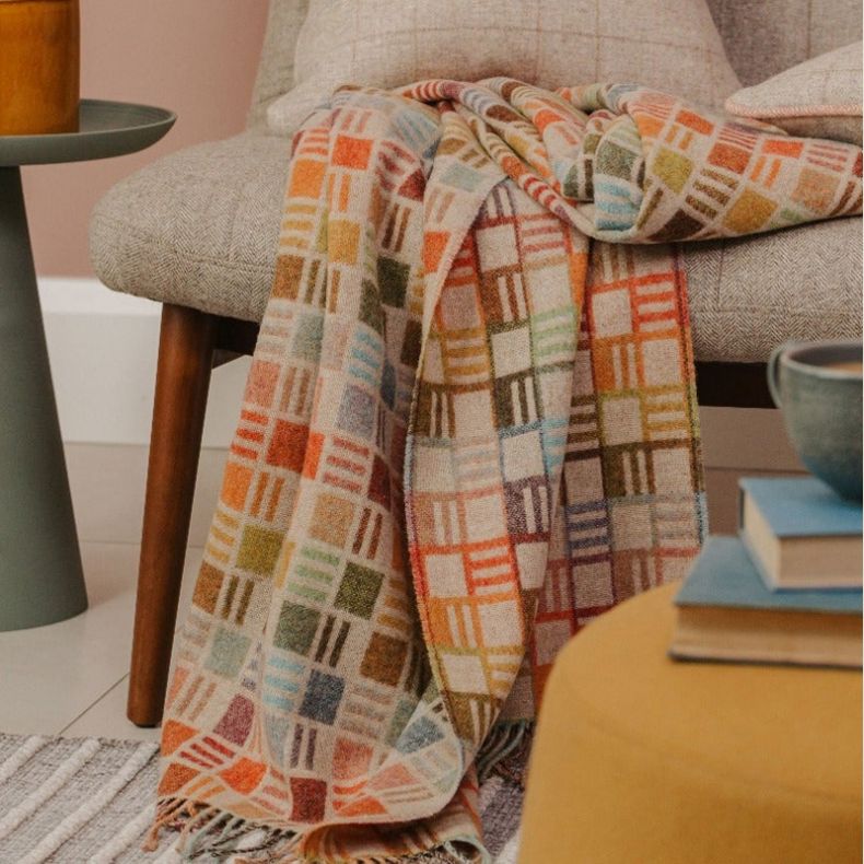 Bronte by Moon Beige Ribon Geo Throw