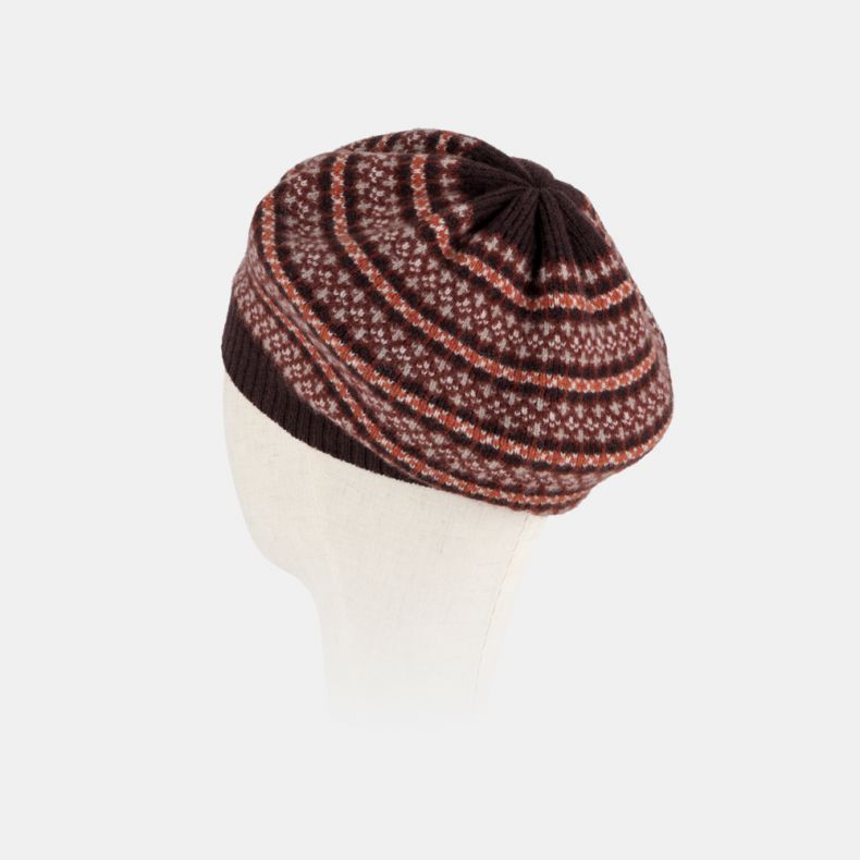 Robert Mackie Fairisle Beret Hat, Morar Brown