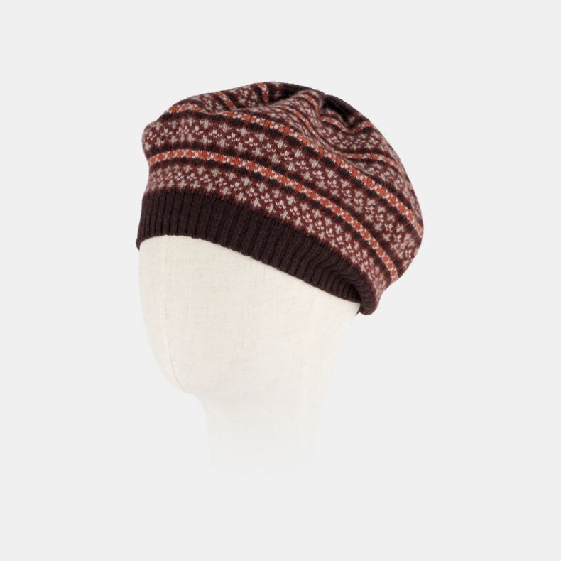 Robert Mackie Fairisle Beret Hat, Morar Brown