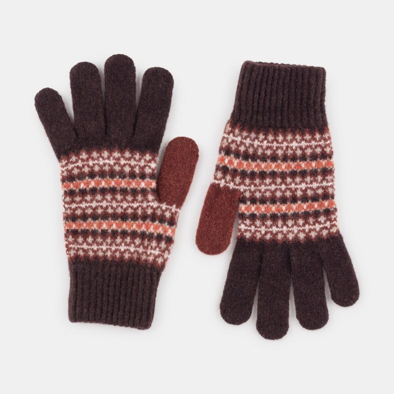 Robert Mackie Fairisle Gloves, Morar Brown