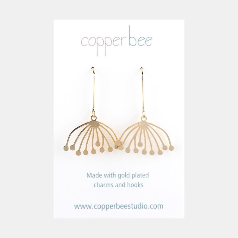Copper Bee Cow Parsley Earrings