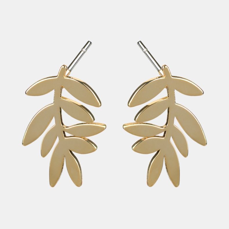 Copper Bee Leaf Stud Earrings
