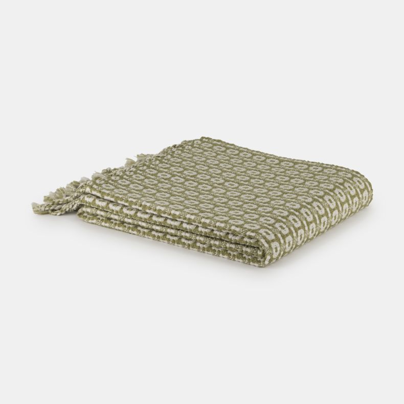 National Trust Recycled Oval Pattern Throw, Green