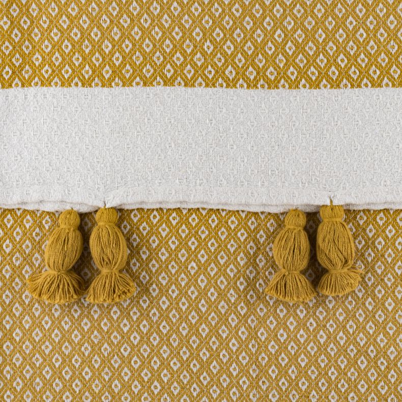 National Trust Recycled Diamond Weave Throw, Ochre