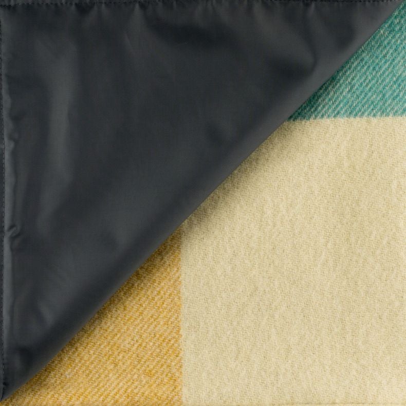 National Trust Jade and Yellow Check Waterproof Backed Picnic Blanket