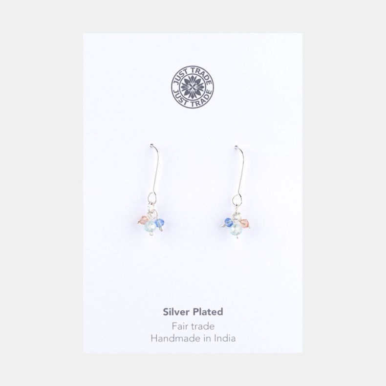 Just Trade Silver Plated Peacock Bead Earrings