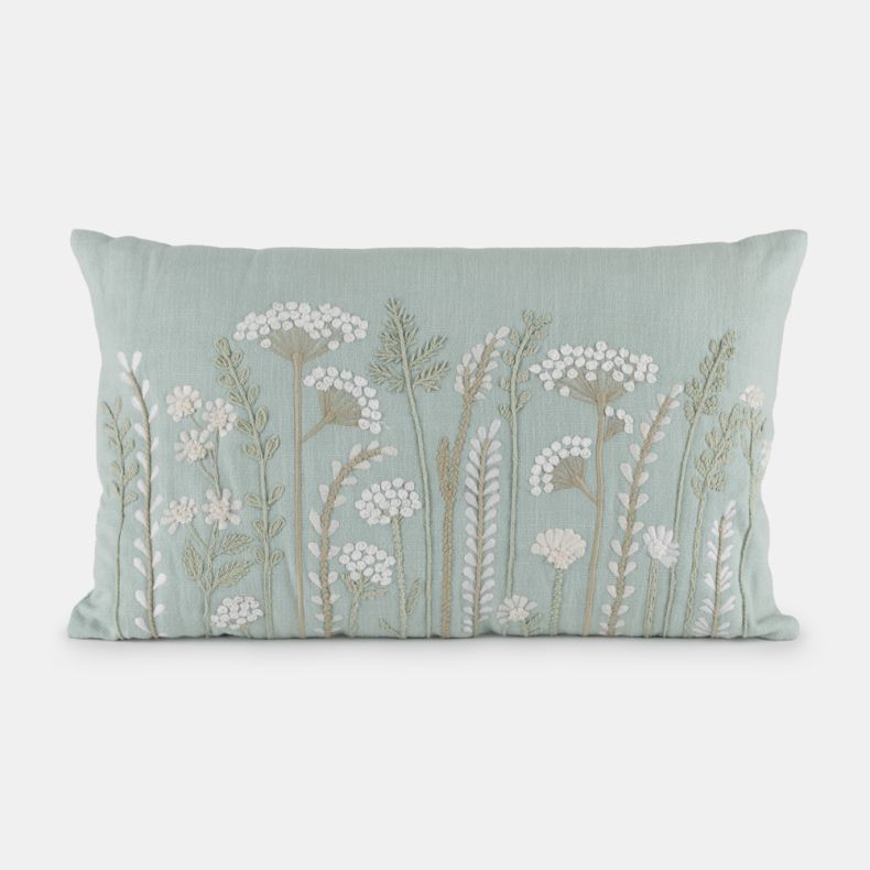 National Trust Embroidered Cushion, Duck Egg