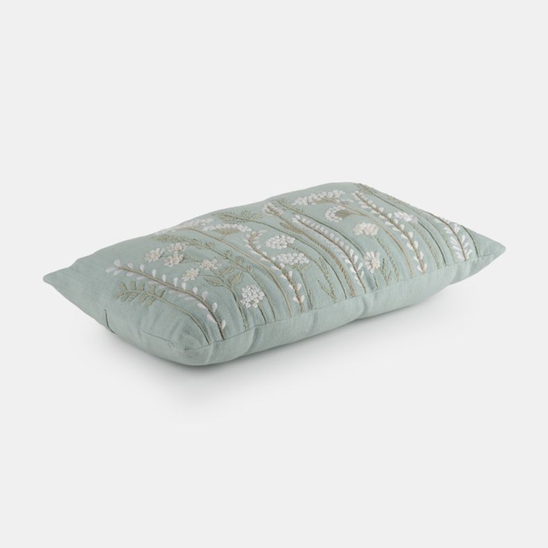 National Trust Embroidered Cushion, Duck Egg