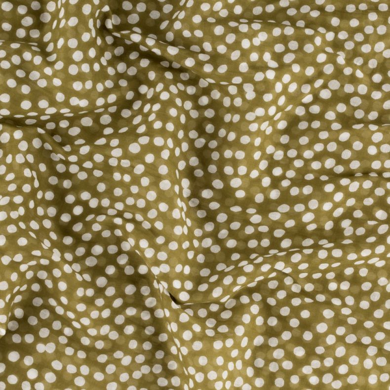 Peace Of Mind Spot with Tassels Olive Green Organic Cotton Scarf