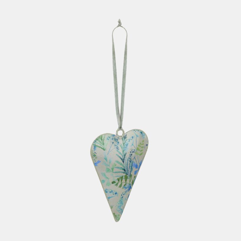 Hanging Decoration Metal Heart Fern Print