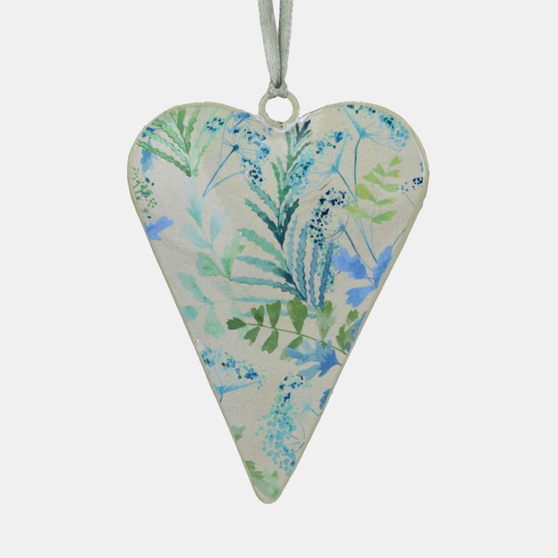 Hanging Decoration Metal Heart Fern Print