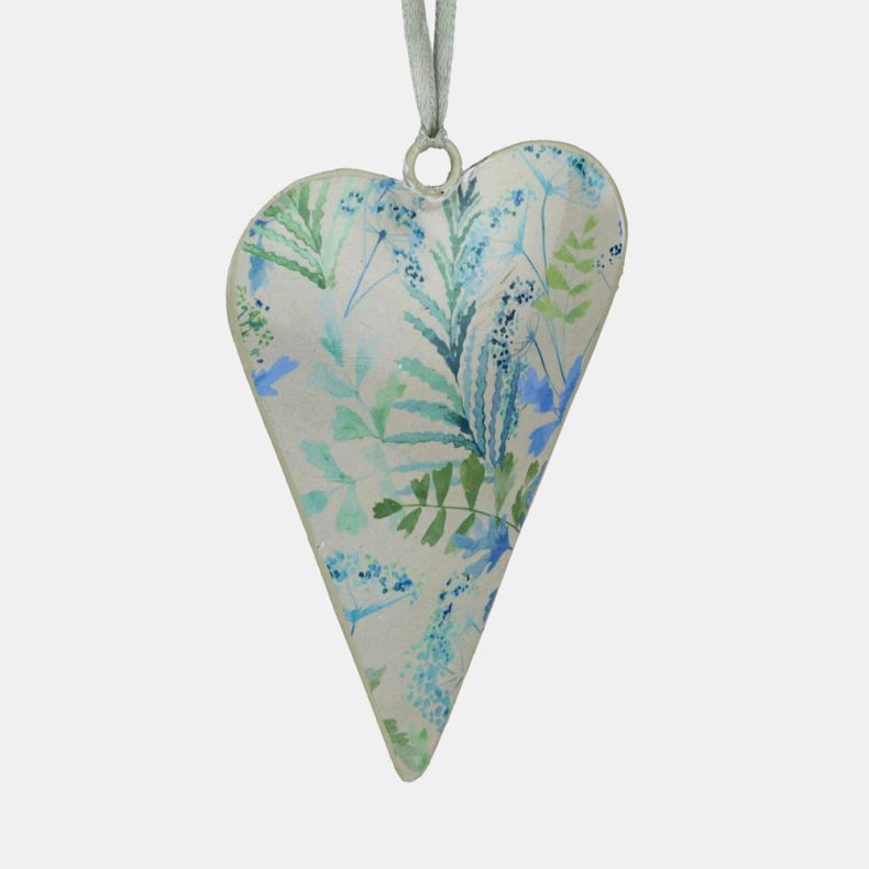 Hanging Decoration Metal Heart Fern Print