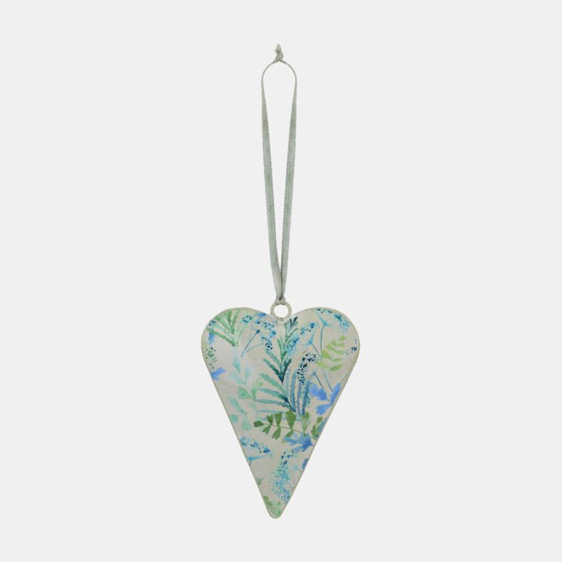 Hanging Decoration Metal Heart Fern Print