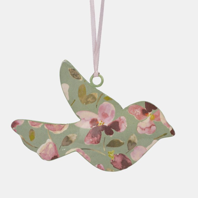 Hanging Decoration Metal Bird Blossom Print