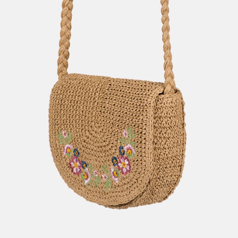 Ellyla Raffia Cross Body Bag with Embroidery