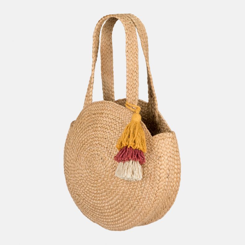 Ellyla Round Jute Bag with Tassel