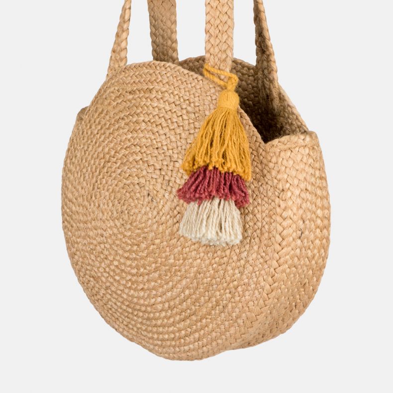 Ellyla Round Jute Bag with Tassel