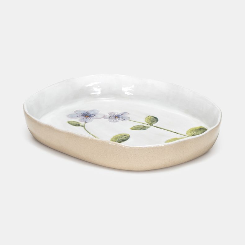 Botanical Stoneware Dish, Blue