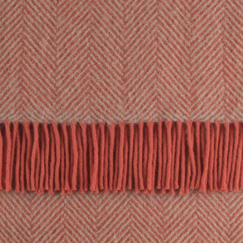 National Trust Herringbone Wool Throw, Flamingo
