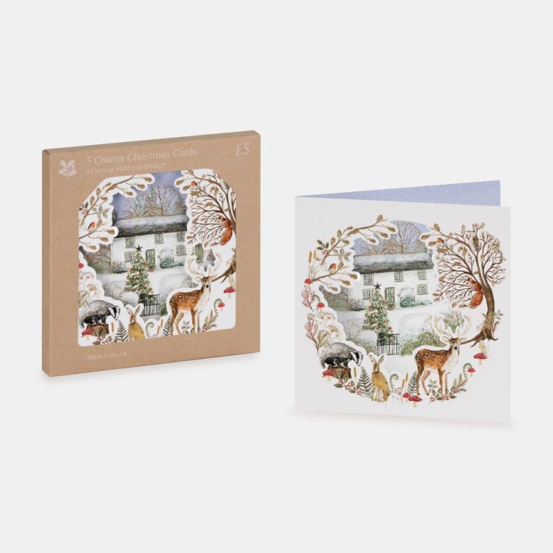 National Trust Ferris's Cottage Cornwall Tri Fold Christmas Cards Box of 5