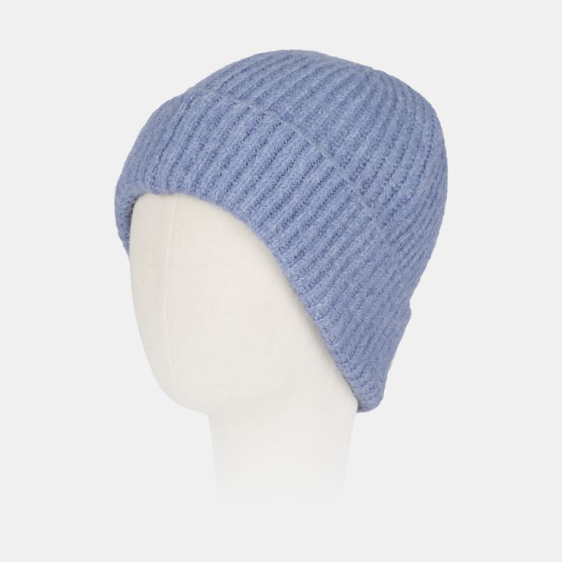 Copilot said: Light blue knitted glove fabric shown in a close-up view, highlighting the soft fuzzy texture, fine marl knit construction, and ribbed cuff detailing.

Copilot said: Light blue ribbed knit beanie hat with a soft fluffy texture, wide turn-u